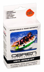 O'Brien Tear Aid Patch Kit patch on inflatable vinyl for airtight, watertight repairs.