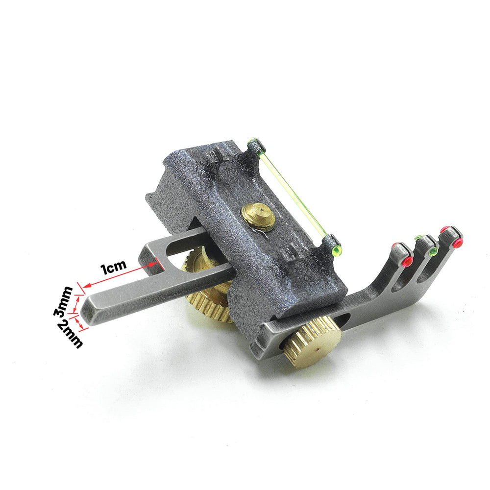 OBTOUTDOOR slingshot sight showing four fiber-optic aiming points for quick targeting