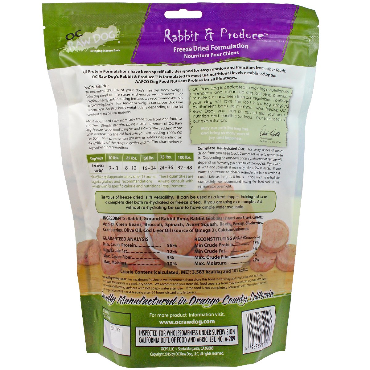 OC Raw Dog freeze-dried rabbit sliders bowl shot, showing convenient serving for everyday meals and treat-time.
