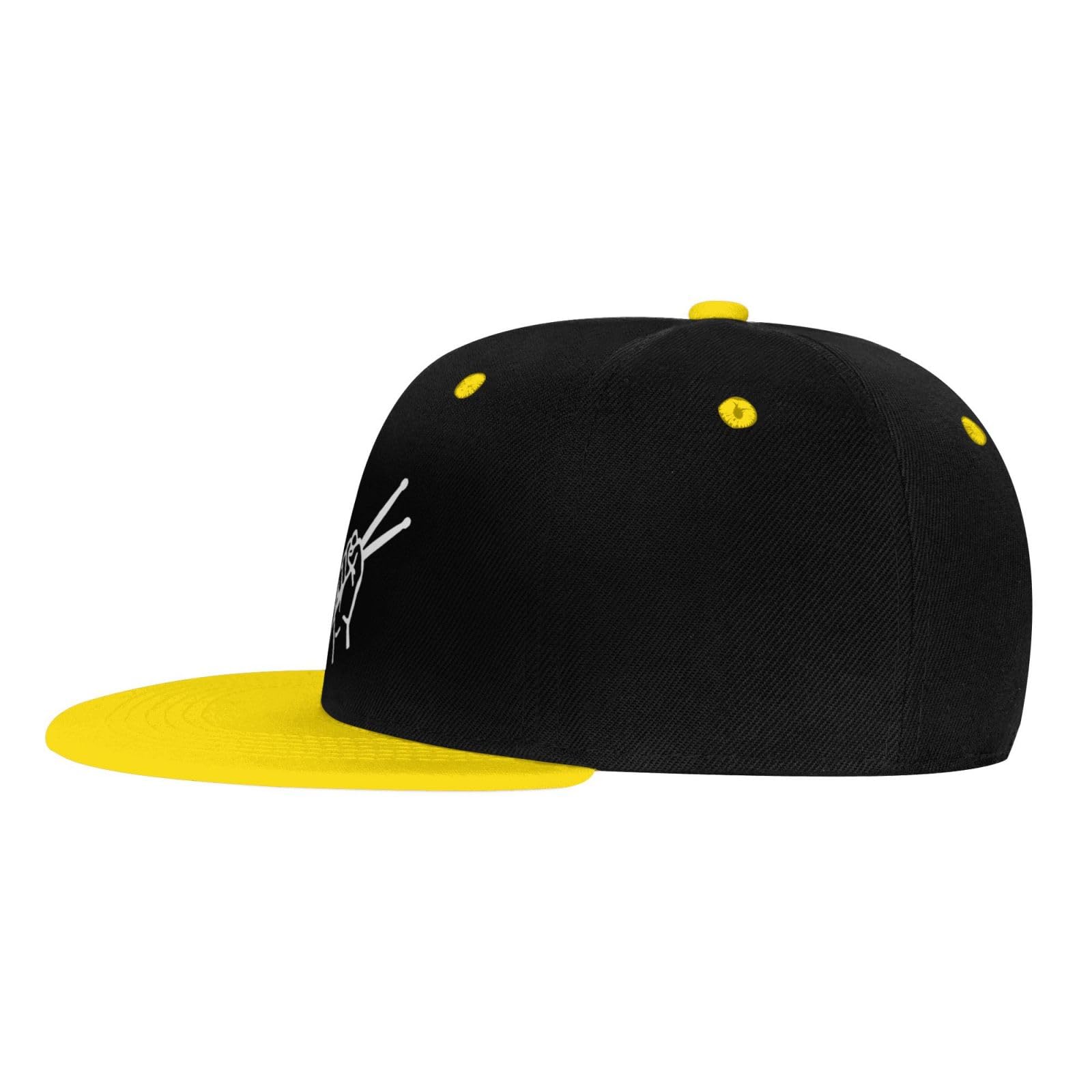 OCALL Drumsticks Drummer flat bill hat yellow back view shows adjustable fit