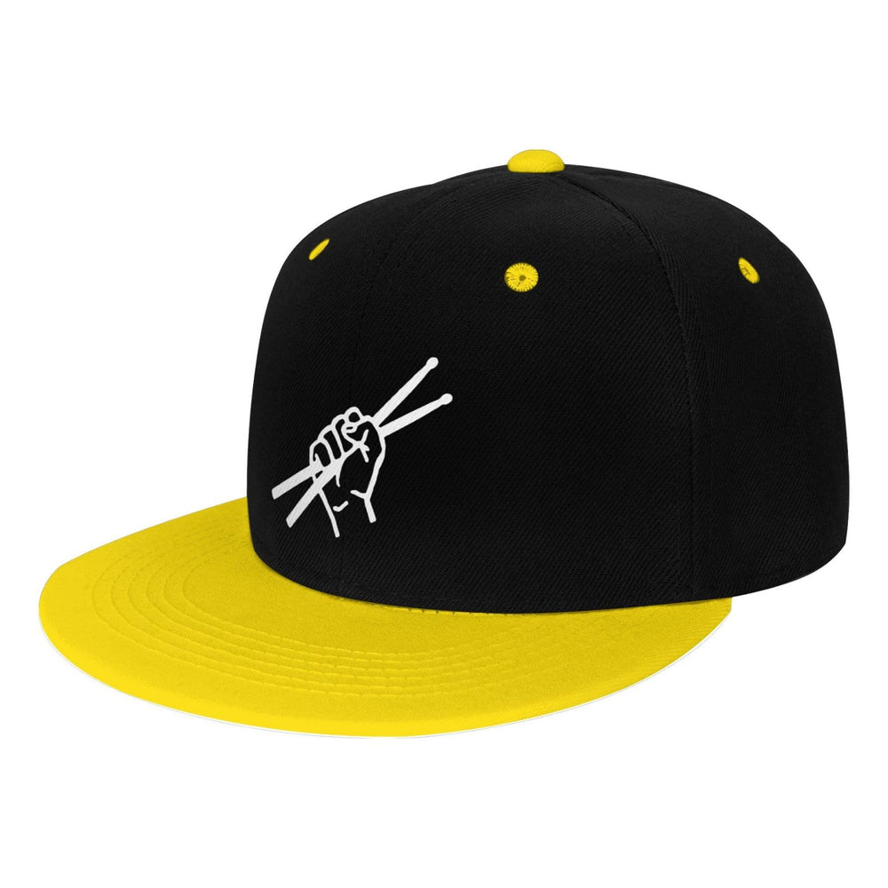OCALL Drumsticks Drummer flat bill hat yellow front view for casual street style