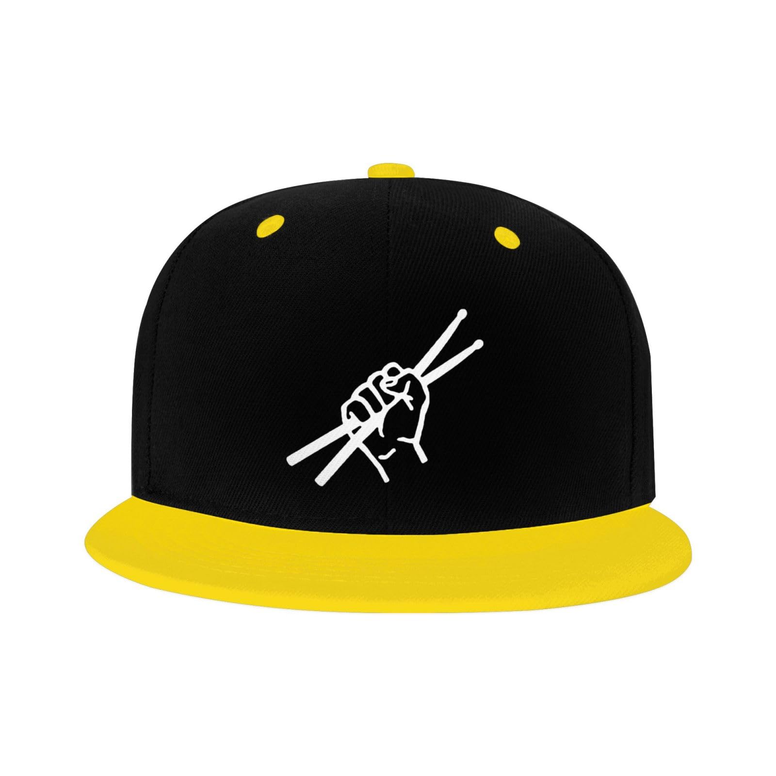 OCALL Drumsticks Drummer flat bill hat yellow side view highlighting versatility