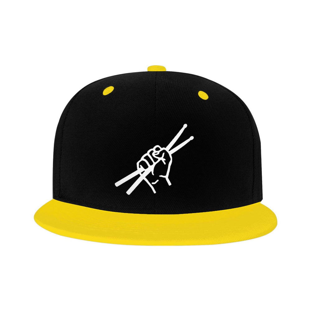 OCALL Drumsticks Drummer flat bill hat yellow side view highlighting versatility