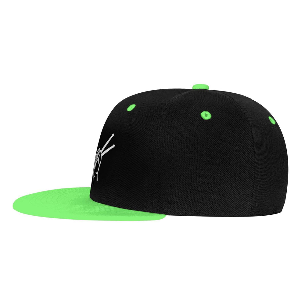 OCALL Drumsticks Drummer Snapback Hat green back view showing strap