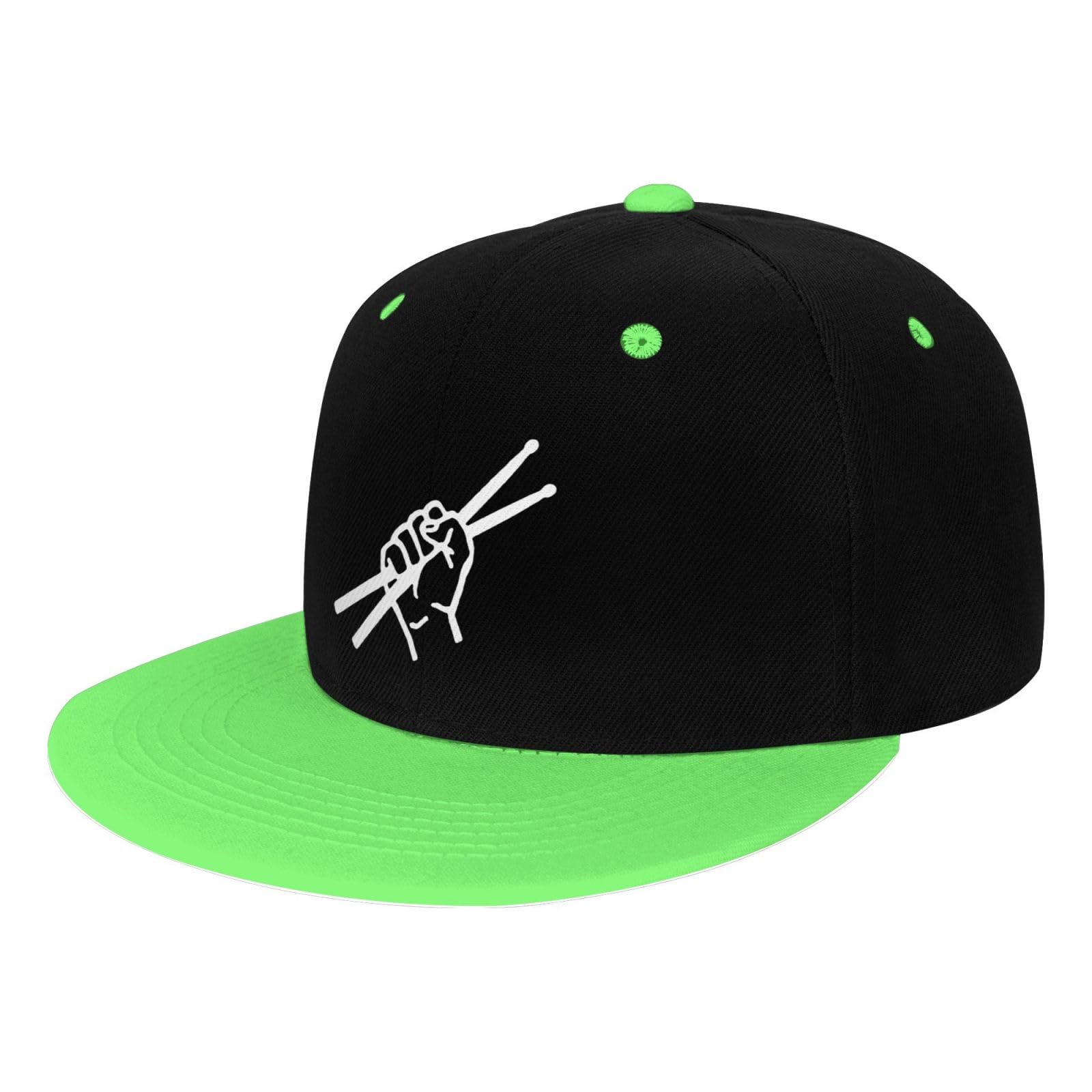 OCALL Drumsticks Drummer Snapback Hat green front view for everyday wear
