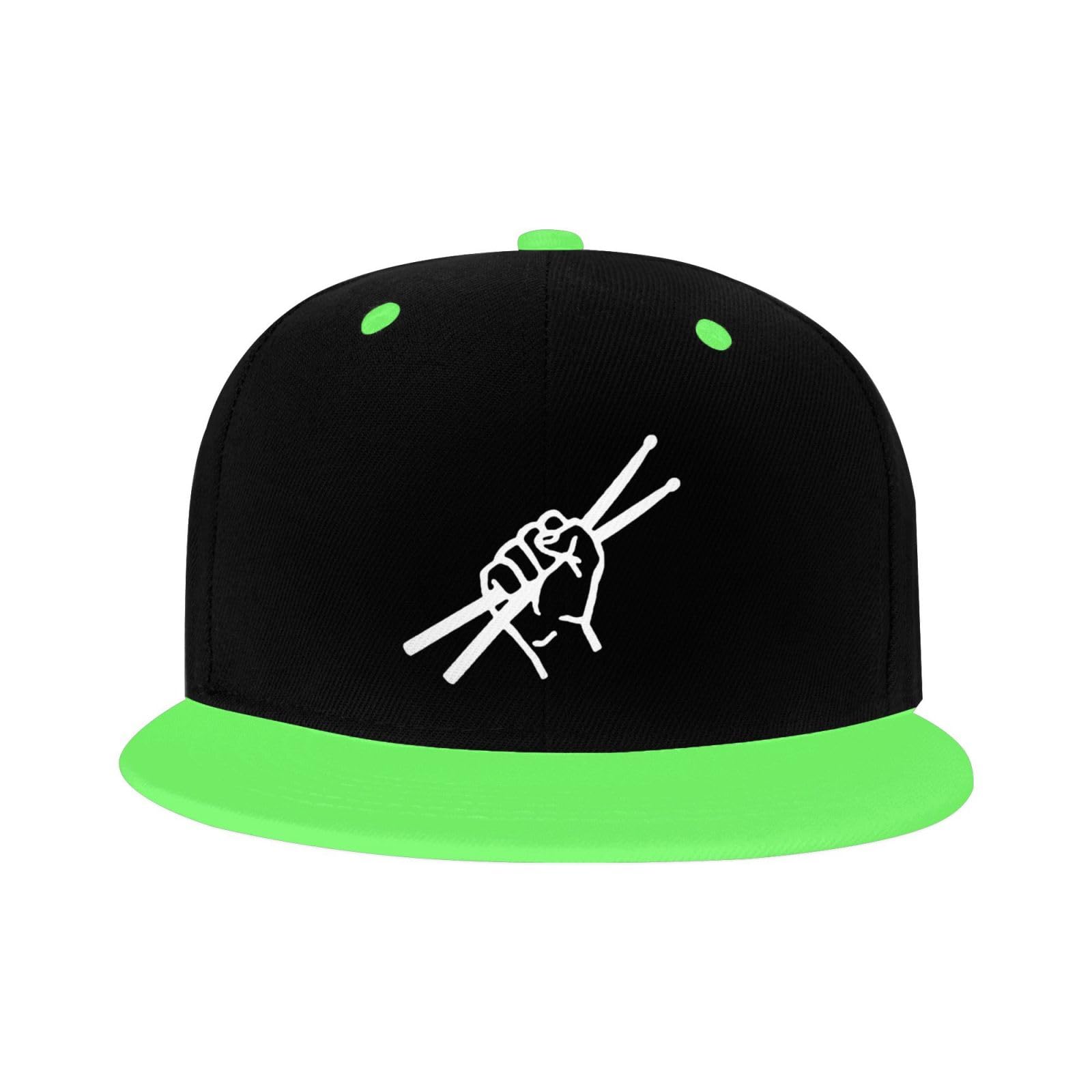 OCALL Drumsticks Drummer Snapback Hat green side view with adjustable fit