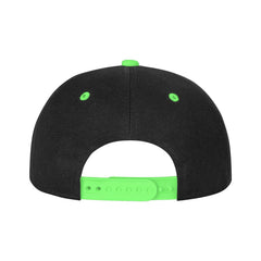 OCALL Drumsticks Drummer Snapback Hat green top view highlighting flat brim