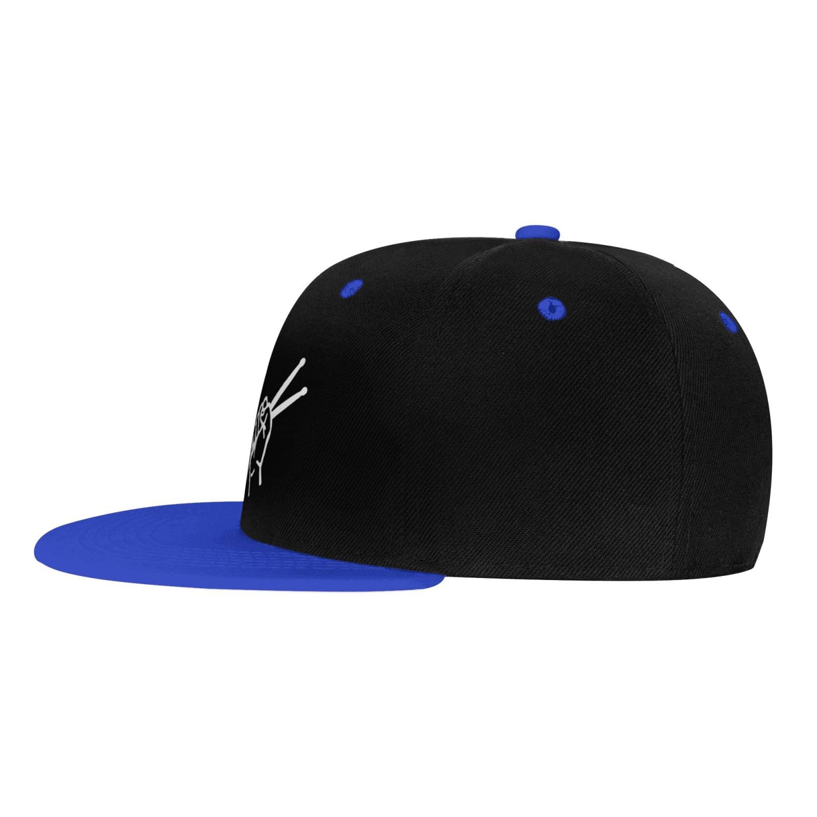 OCALL Drumsticks Flat Brim Hat Blue back view shows adjustable back strap for a custom fit.