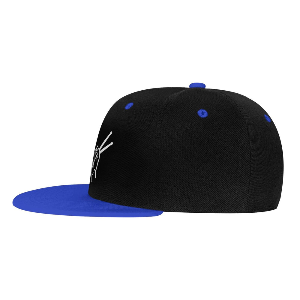 OCALL Drumsticks Flat Brim Hat Blue back view shows adjustable back strap for a custom fit.
