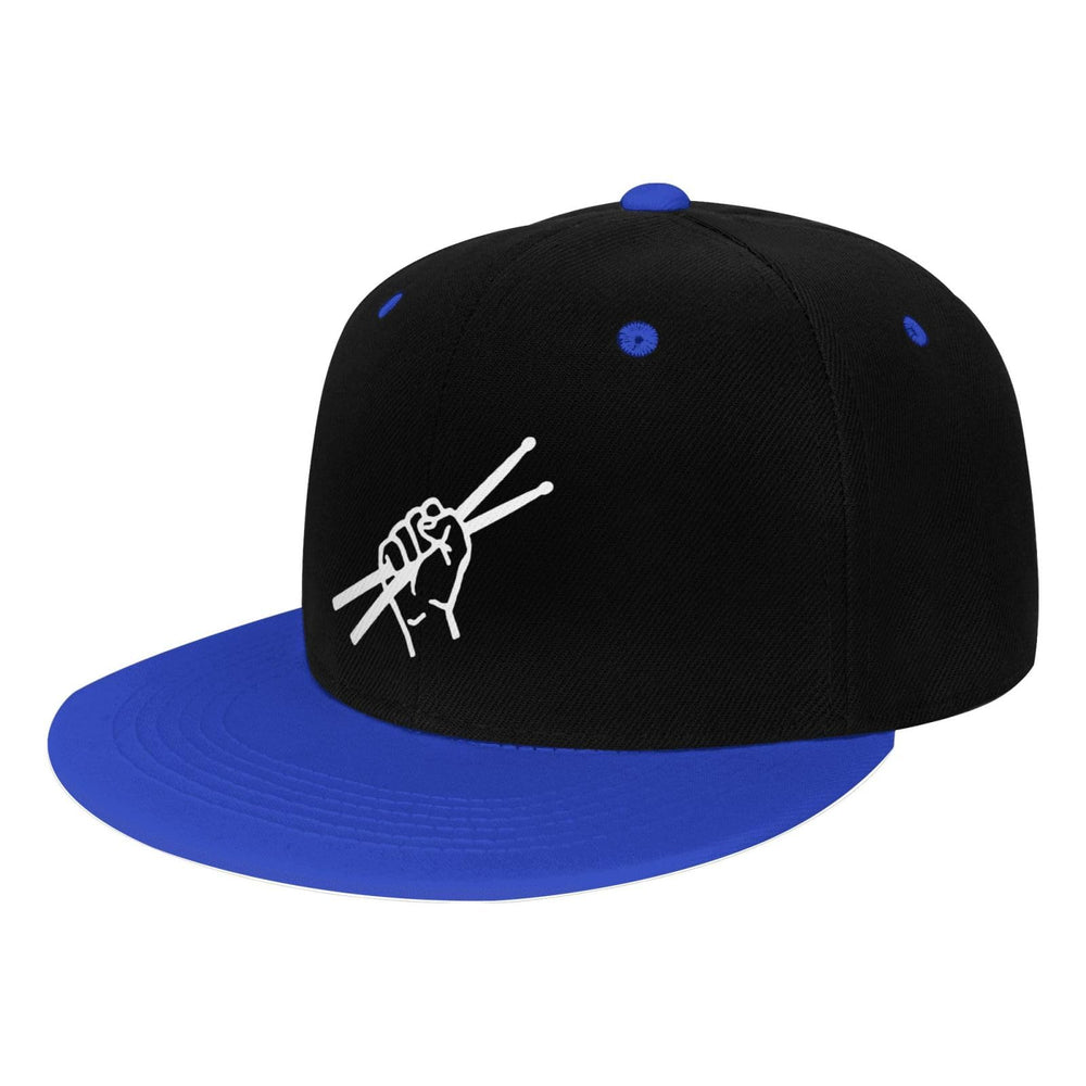 OCALL Drumsticks Flat Brim Hat Blue side view, sturdy brim for daily wear.