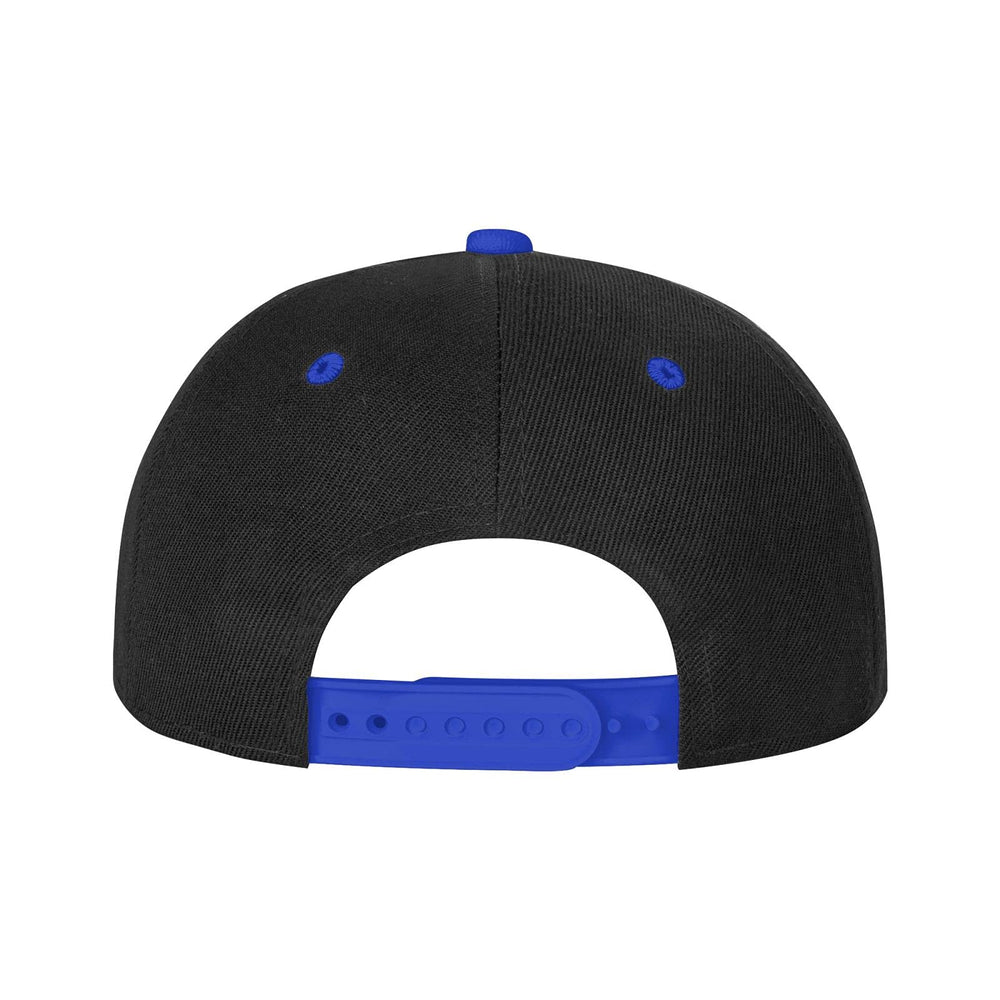 OCALL I Like Turtles blue flat brim hat close-up stitching, durable craftsmanship.