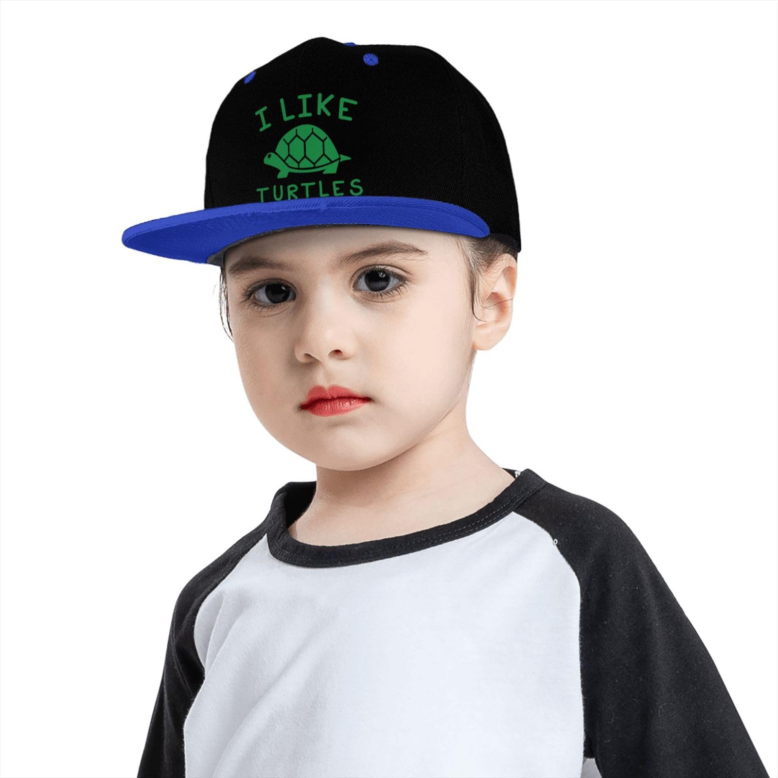 OCALL I Like Turtles blue flat brim hat material detail, polyester fabric.
