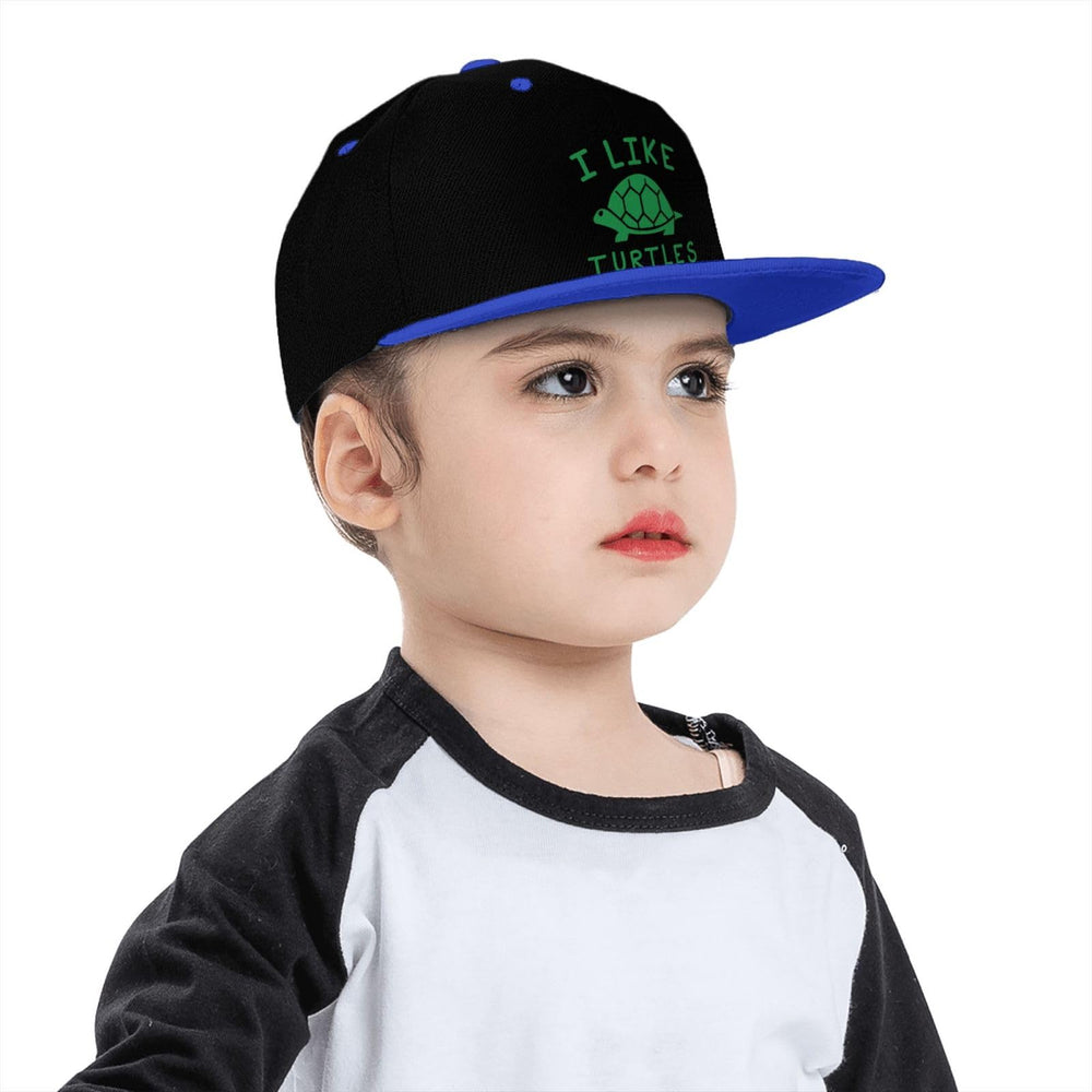 OCALL I Like Turtles blue flat brim hat outdoor activities ready, sun-ready hat.