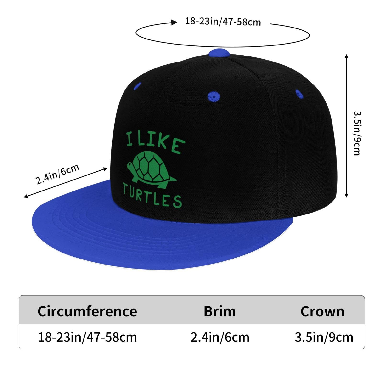 OCALL I Like Turtles blue flat brim hat teen wearer, versatile fashion.
