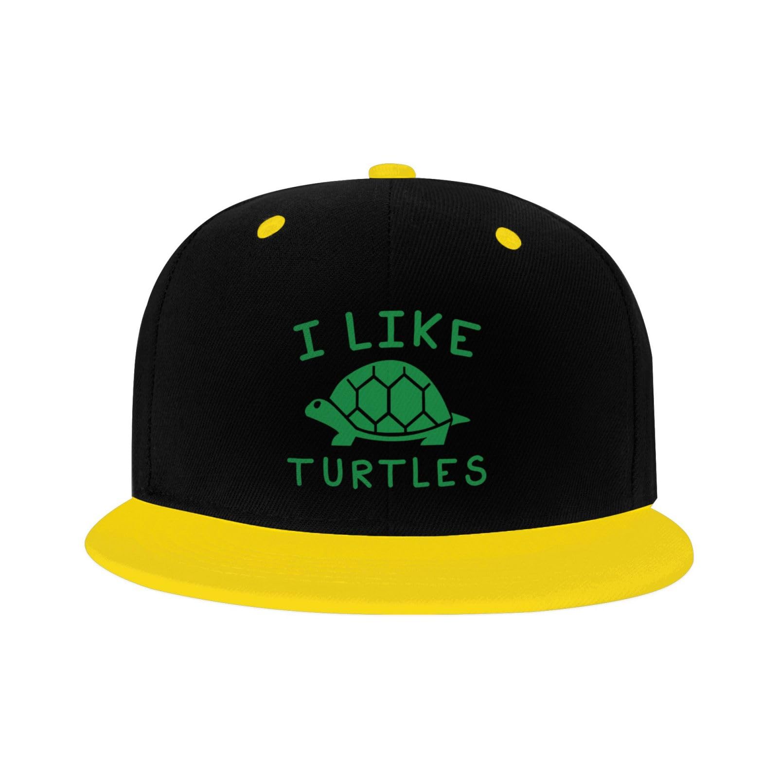 OCALL I Like Turtles snap back hat side view, adjustable fit for growing kids.