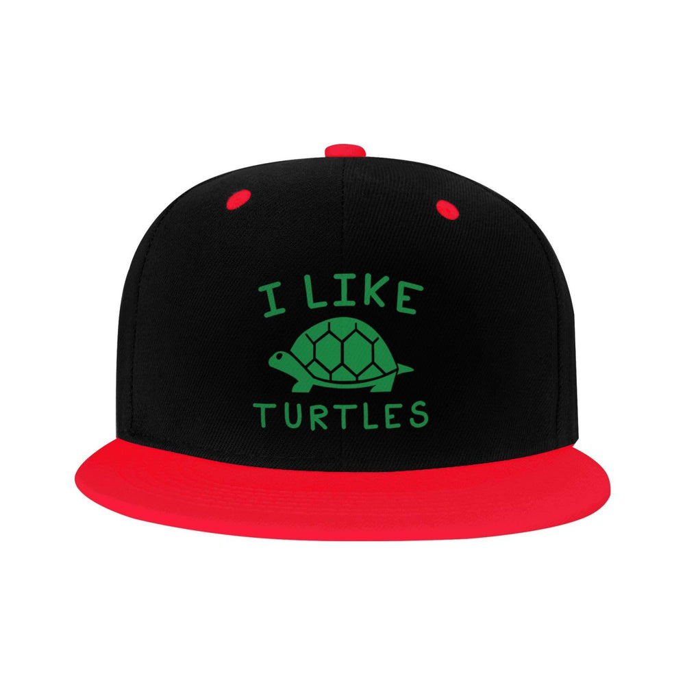 OCALL I Like Turtles red snapback, side profile with versatile streetwear appeal.