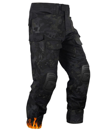 OCANXUE fleece-lined tactical pants fabric closeup showing durable insulation for cold days