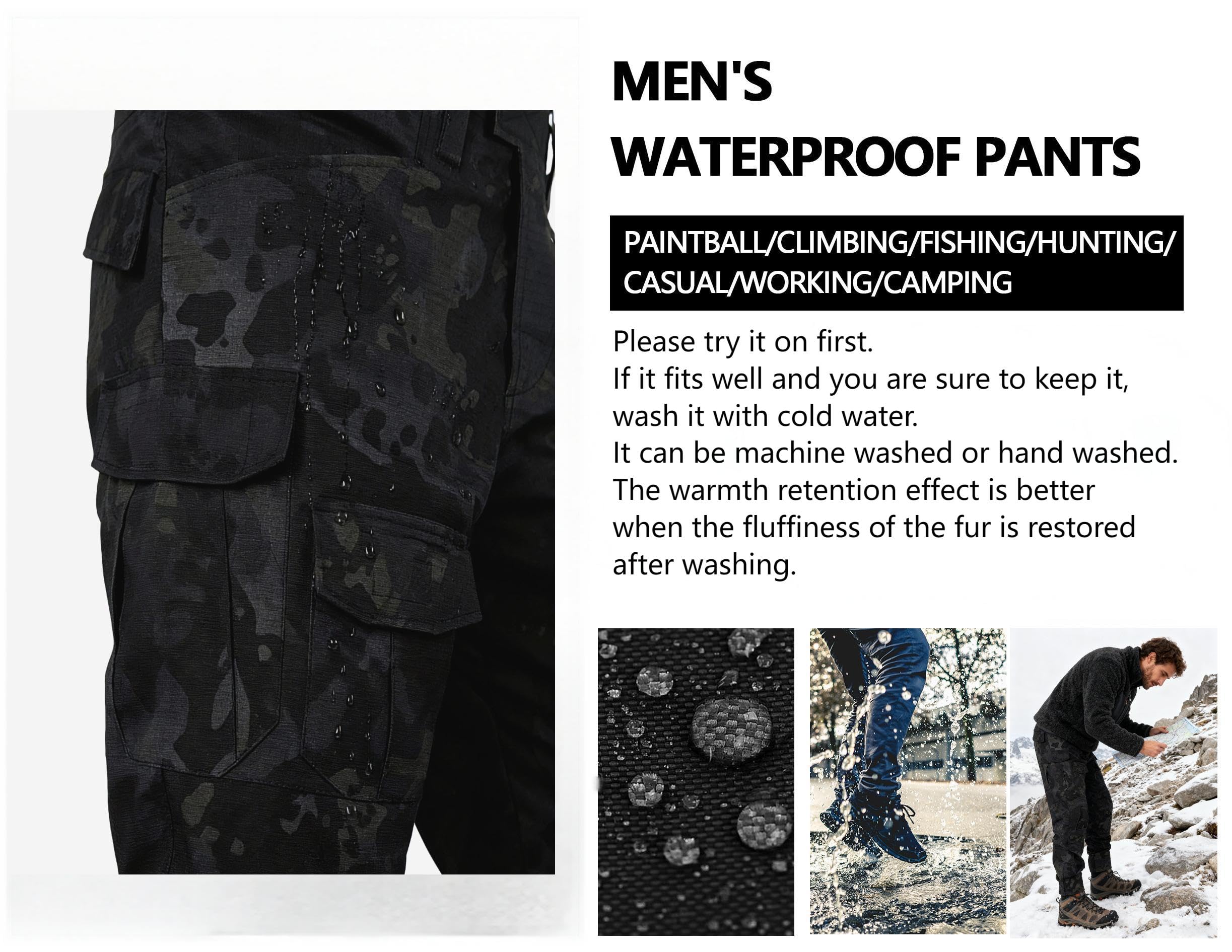 OCANXUE fleece-lined tactical pants rear pocket flap design for secure storage