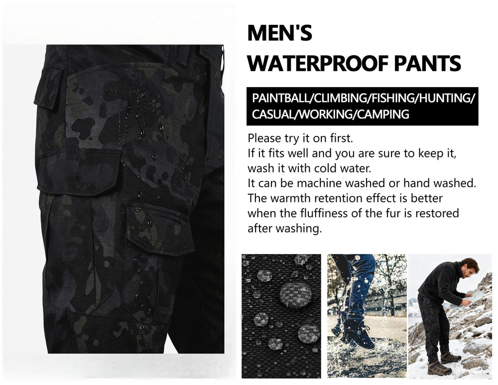OCANXUE fleece-lined tactical pants rear pocket flap design for secure storage
