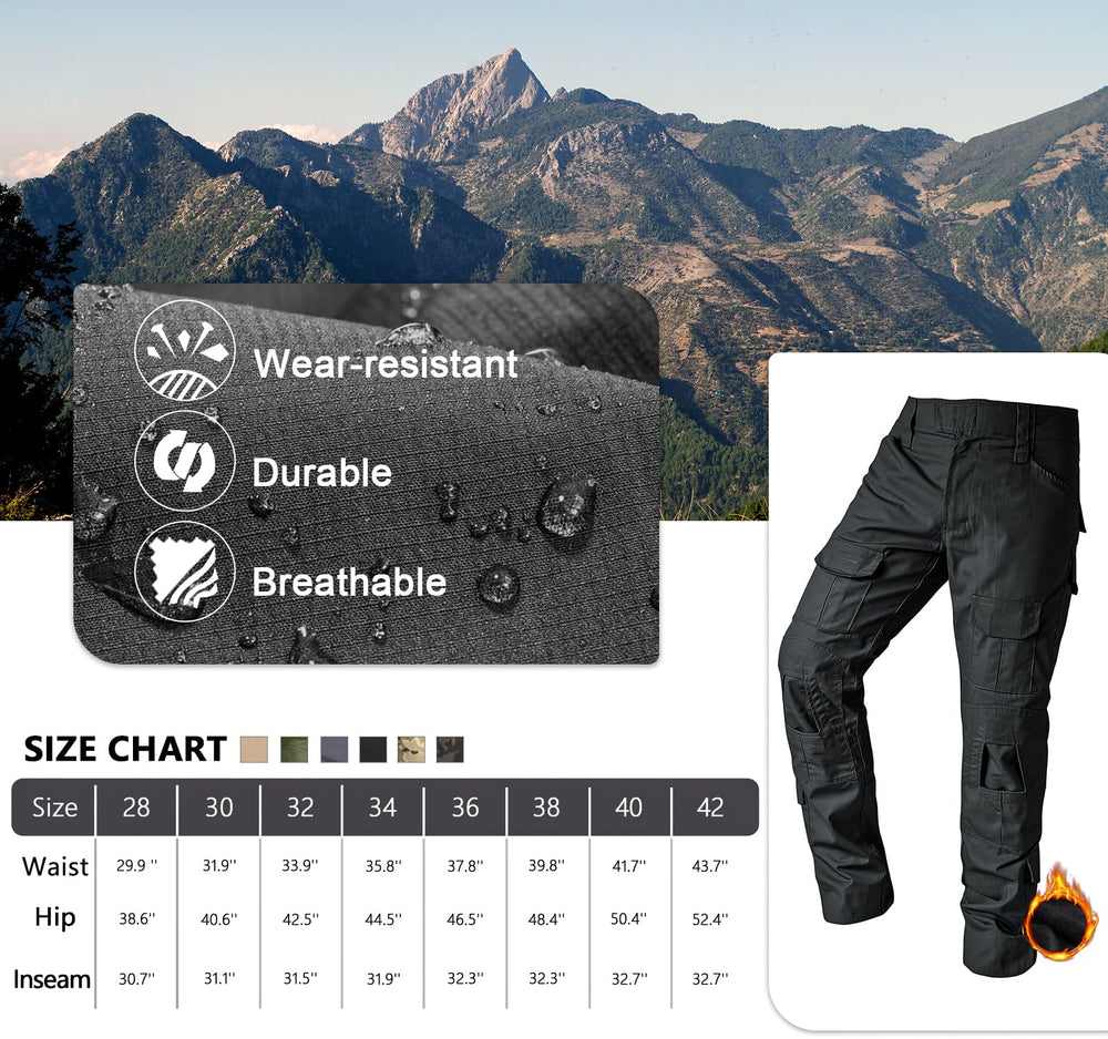 OCANXUE fleece-lined tactical pants waist closure with hook-and-loop for secure fit