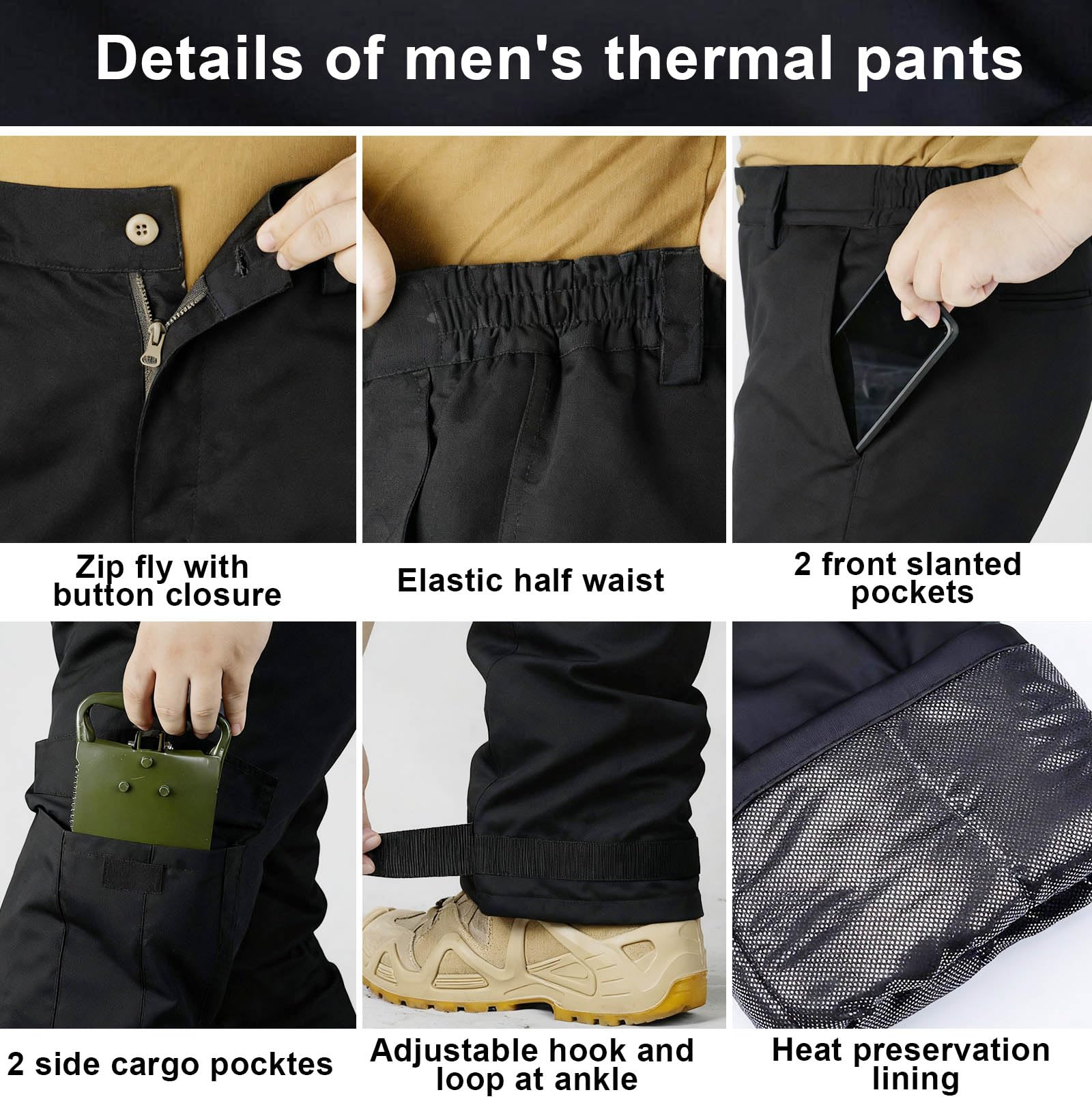 OCANXUE camo pants adjustable ankle cuff for customizable cold-weather fit