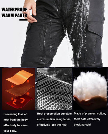 OCANXUE men's camo waterproof pants ankle cuff adjuster showing secure fit.