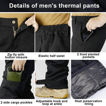 OCANXUE men's camo waterproof pants warm-lined interior for cold-weather comfort.