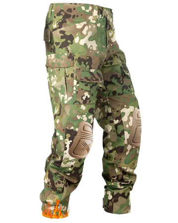 OCANXUE men's fleece-lined tactical pants front view for cold-weather outdoor use.