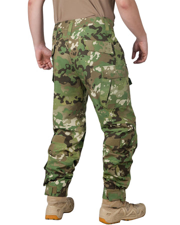 OCANXUE men's fleece-lined tactical pants side pocket layout shows 10-pocket utility