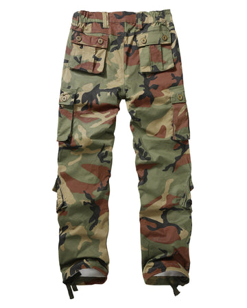 OCANXUE fleece-lined cargo pants camo belt loops show adjustable fit