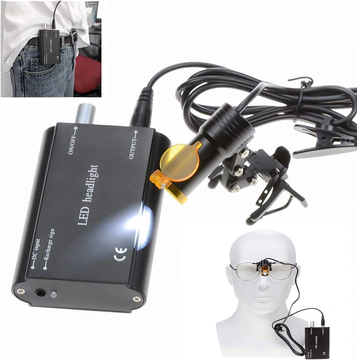 Ocean Aquarius clip-on LED on a dental loupe for flexible lighting.