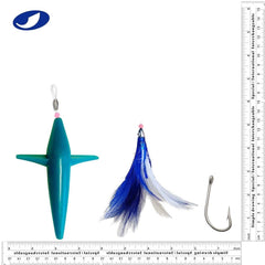 Ocean Cat lead-head teaser lures 4.7in with feather accents for versatile offshore trolling