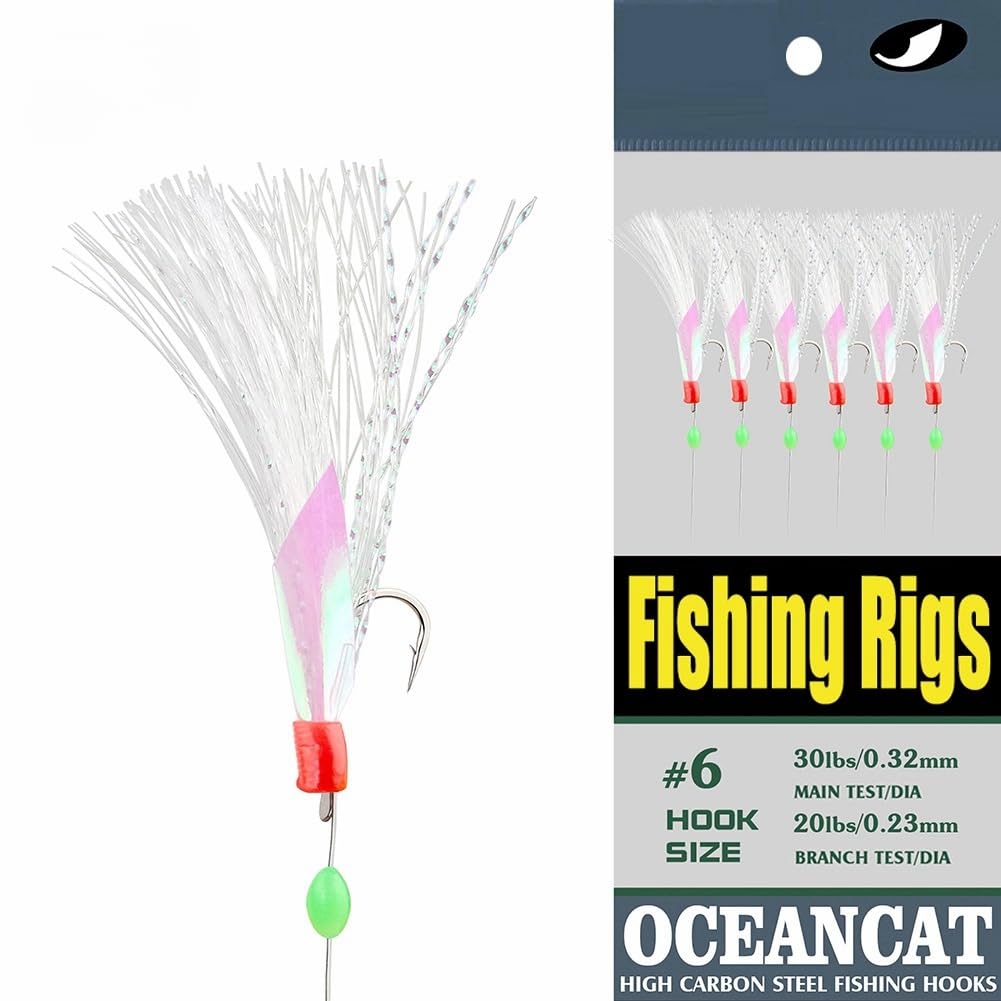 Ocean Cat 6-hook rig set ready for quick saltwater fishing success.