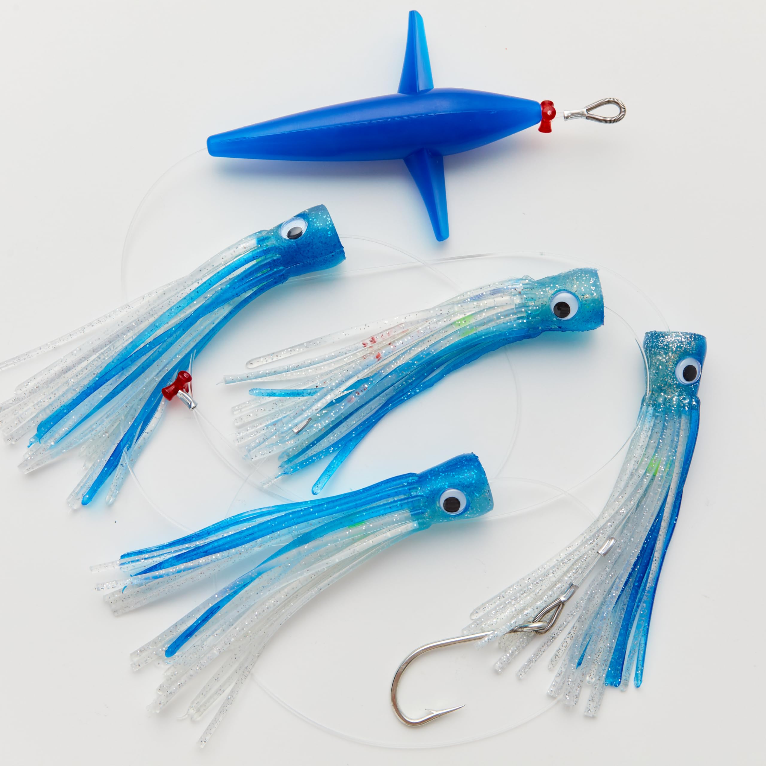 Ocean Cat bird teaser with O-hooks attracts big game fish.