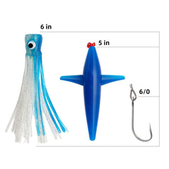 Ocean Cat bird teaser, 5-inch with O-hooks, ideal for attracting big offshore game.