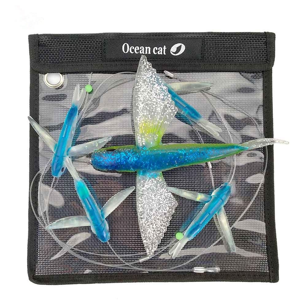 Ocean Cat blue fly fish 8.46in lure designed to draw attention in saltwater trolling.