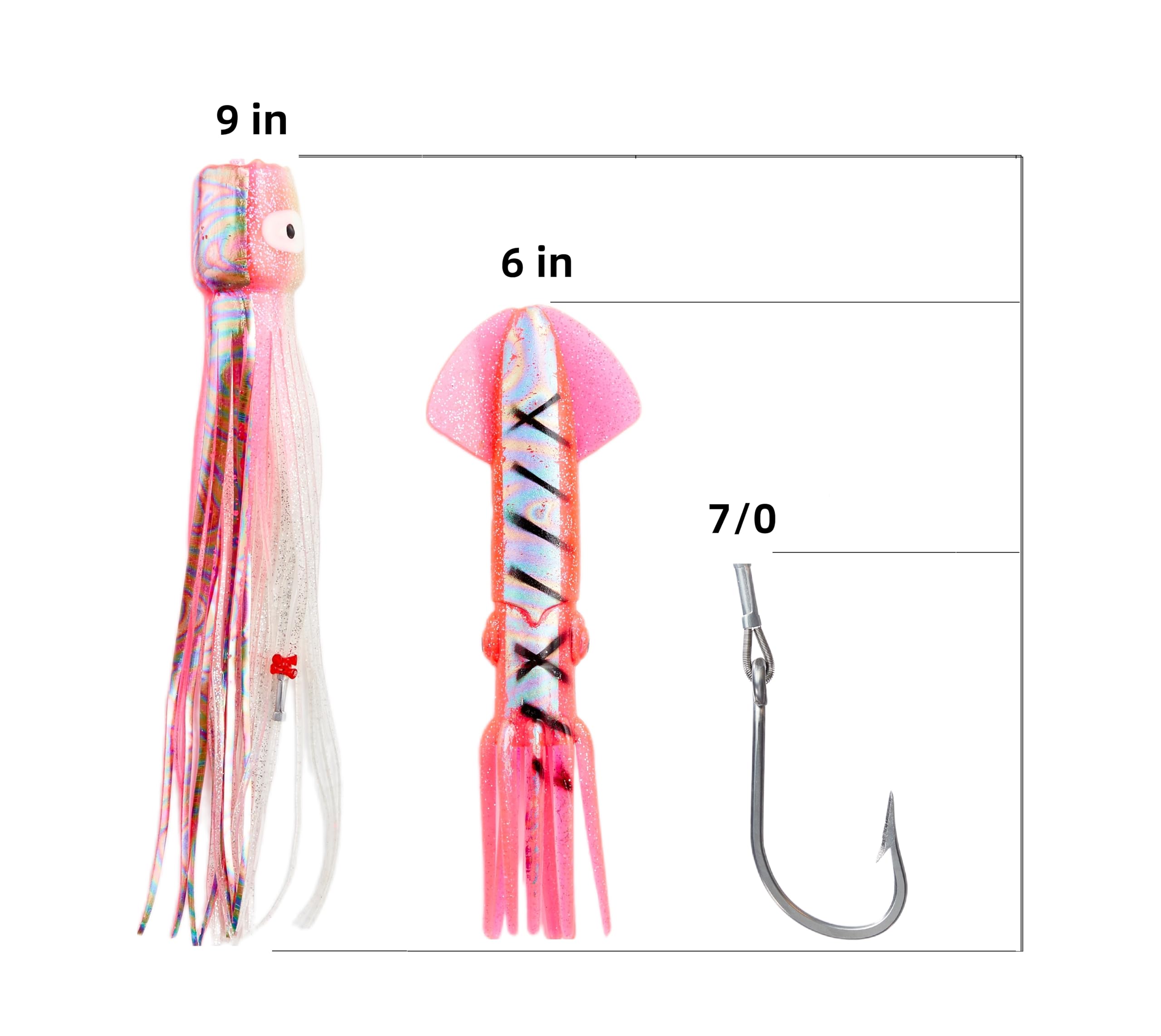 OCEAN CAT 9-inch chain lure with O-hooks for marlin, tuna, and sailfish.