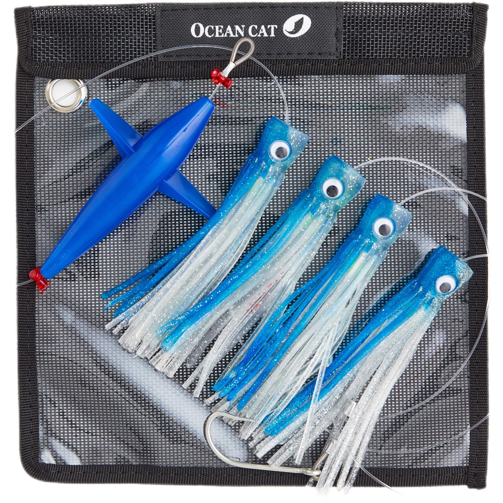 Ocean Cat chain teaser with four lures for offshore trolling.