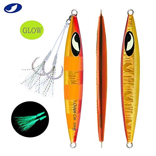 OCEAN CAT jig in water showing sinking slow-fall action for vertical jigging