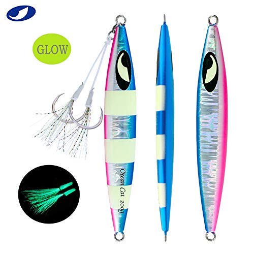 OCEAN CAT lead flat slow fall jig pink lure action for reef and pelagic species