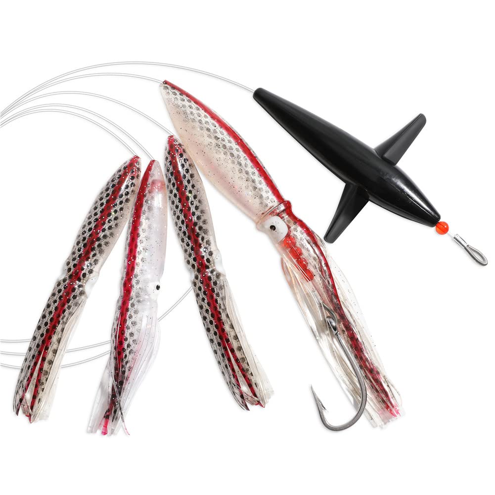 OCEAN CAT saltwater squid trolling lure in silver boosts offshore big-game appeal.