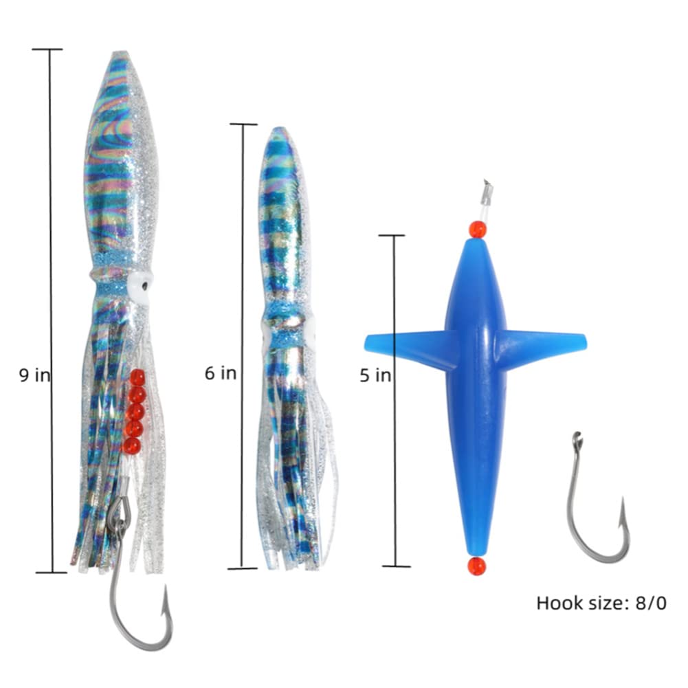 OCEAN CAT squid trolling lure 5in green delivers lifelike motion at speed.