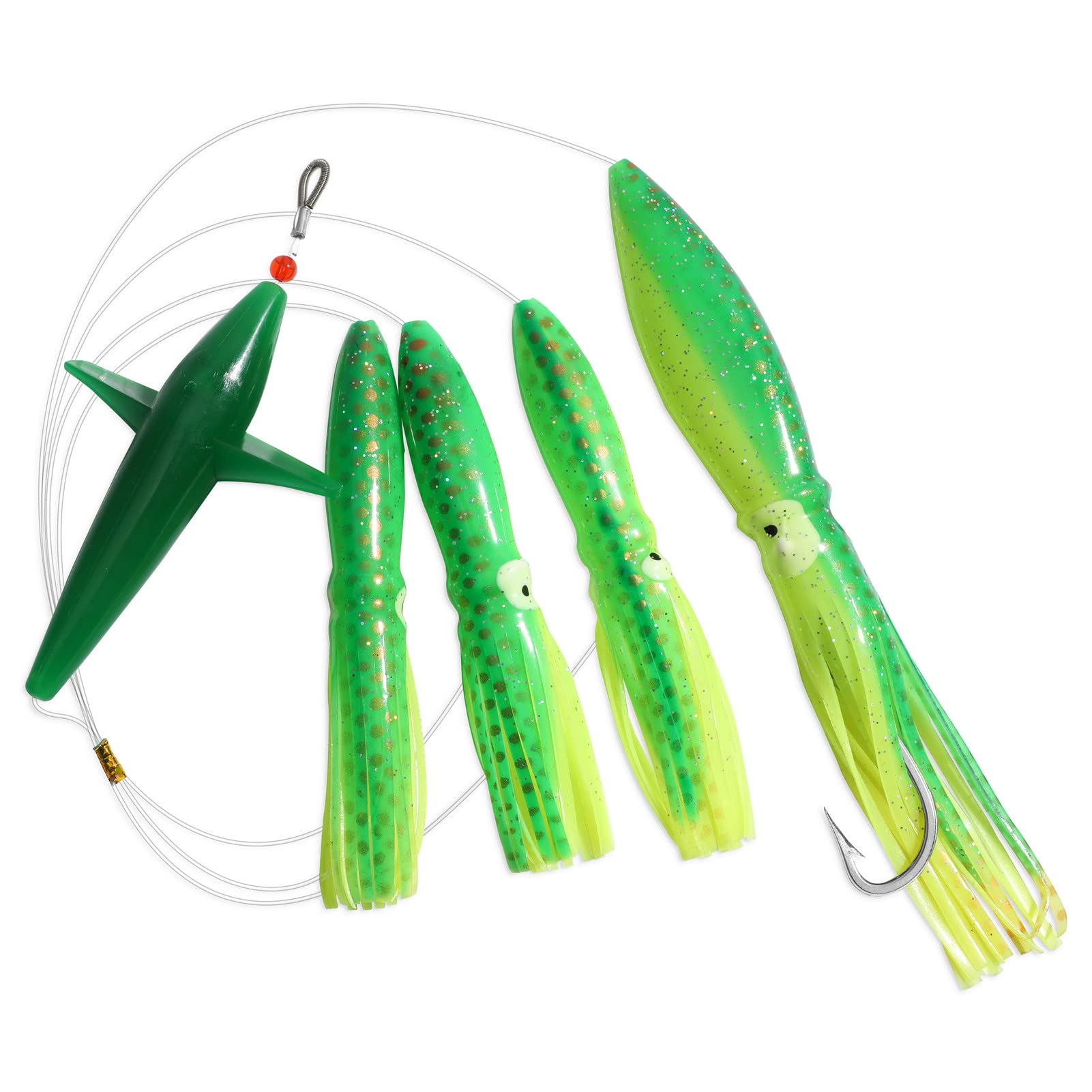 OCEAN CAT teaser bird green with lifelike 3D eyes to attract bigger catches.