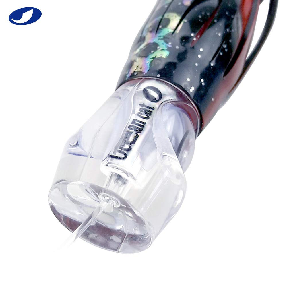 Ocean Cat trolling lure with splashy waterflower at speed for dynamic action.