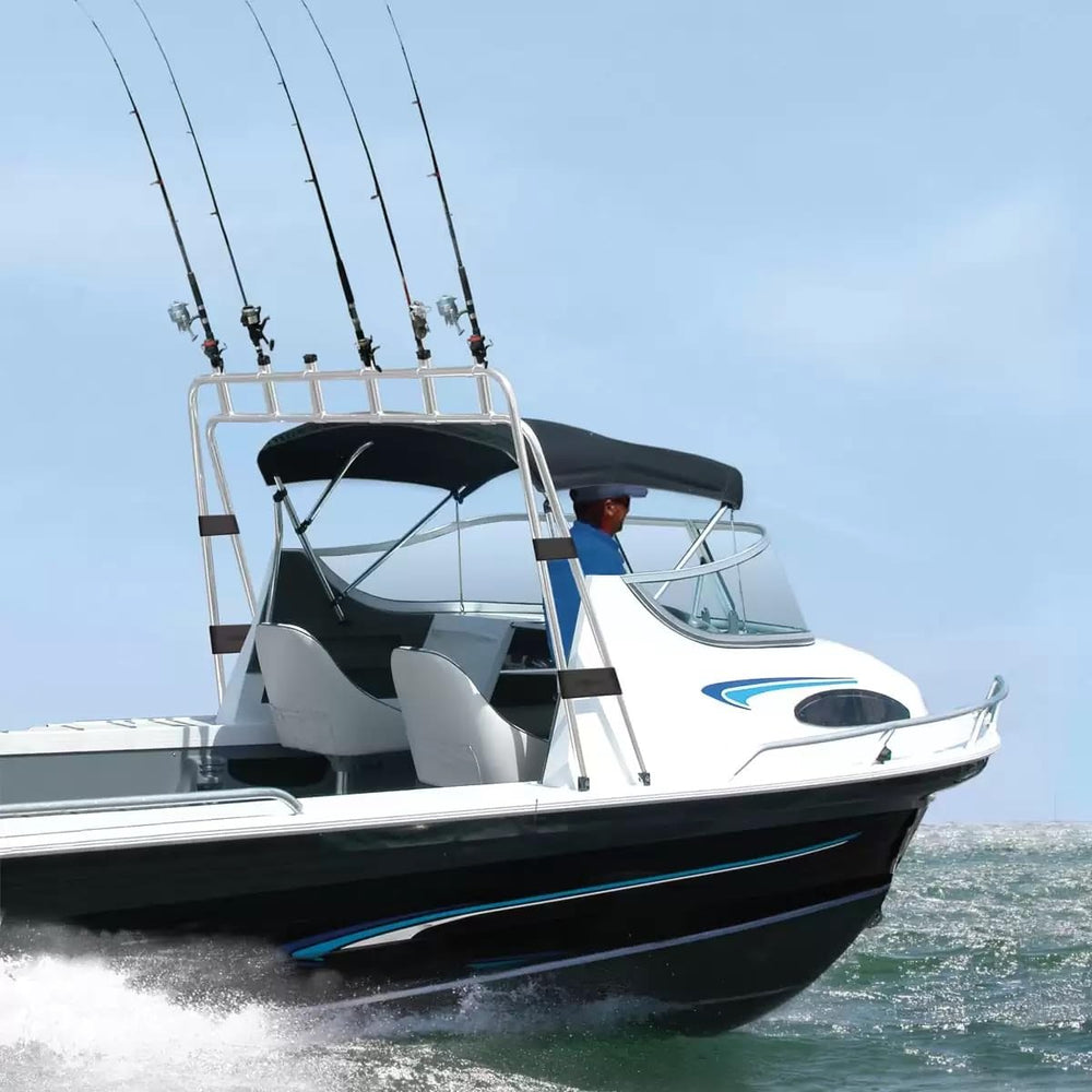 Oceansouth Fishing Arch adjustable width fits boats up to 96 inches.