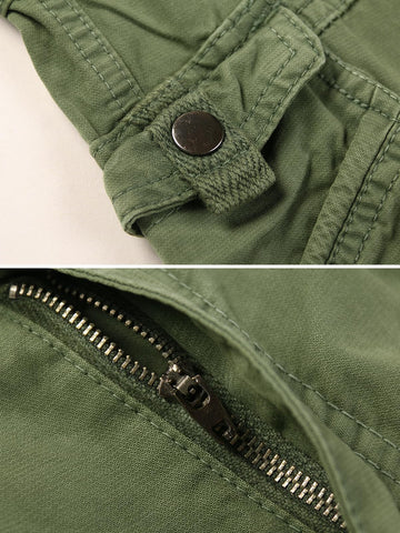 OCHENTA cargo pants back pocket detail for secure storage.