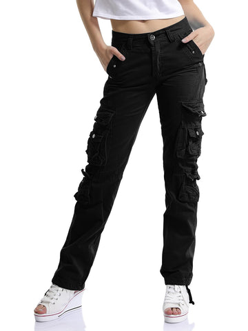 OCHENTA cargo pants front view with multi-pocket design for everyday storage