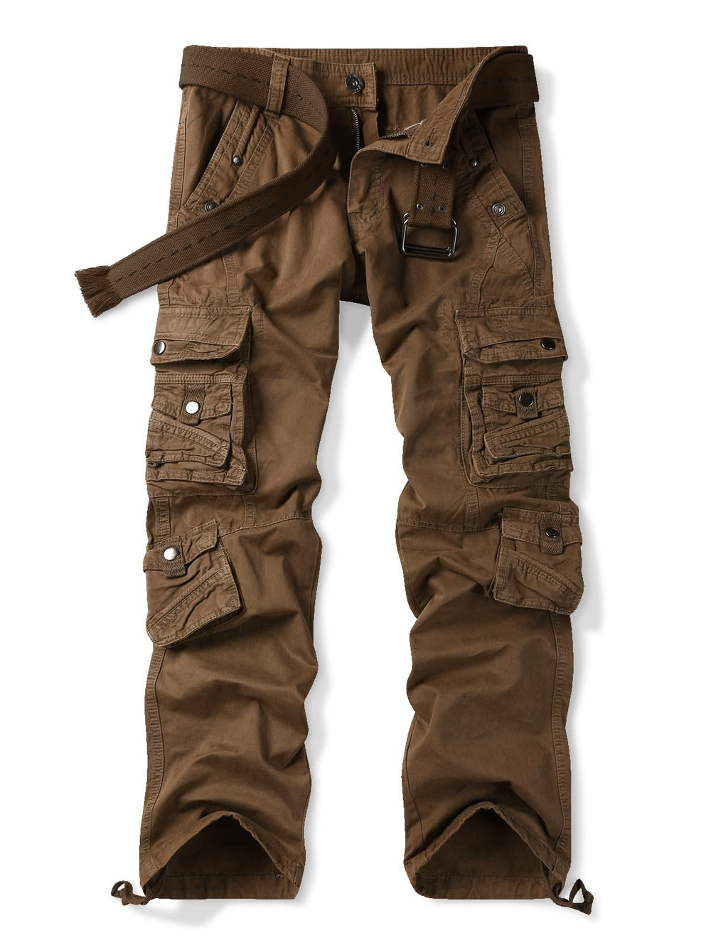 OCHENTA cargo pants back pockets detail for secure storage.