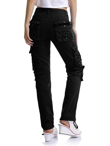 OCHENTA women's cargo pants side view showing relaxed, baggy fit