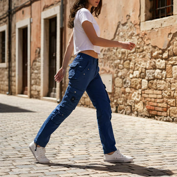 OCHENTA women's cargo pants baggy fit shown for casual outdoor wear